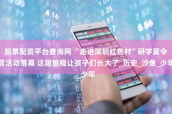 股票配资平台查询网 “走进深圳红色村”研学夏令营活动落幕 这段旅程让孩子们长大了_历史_沙鱼_少年